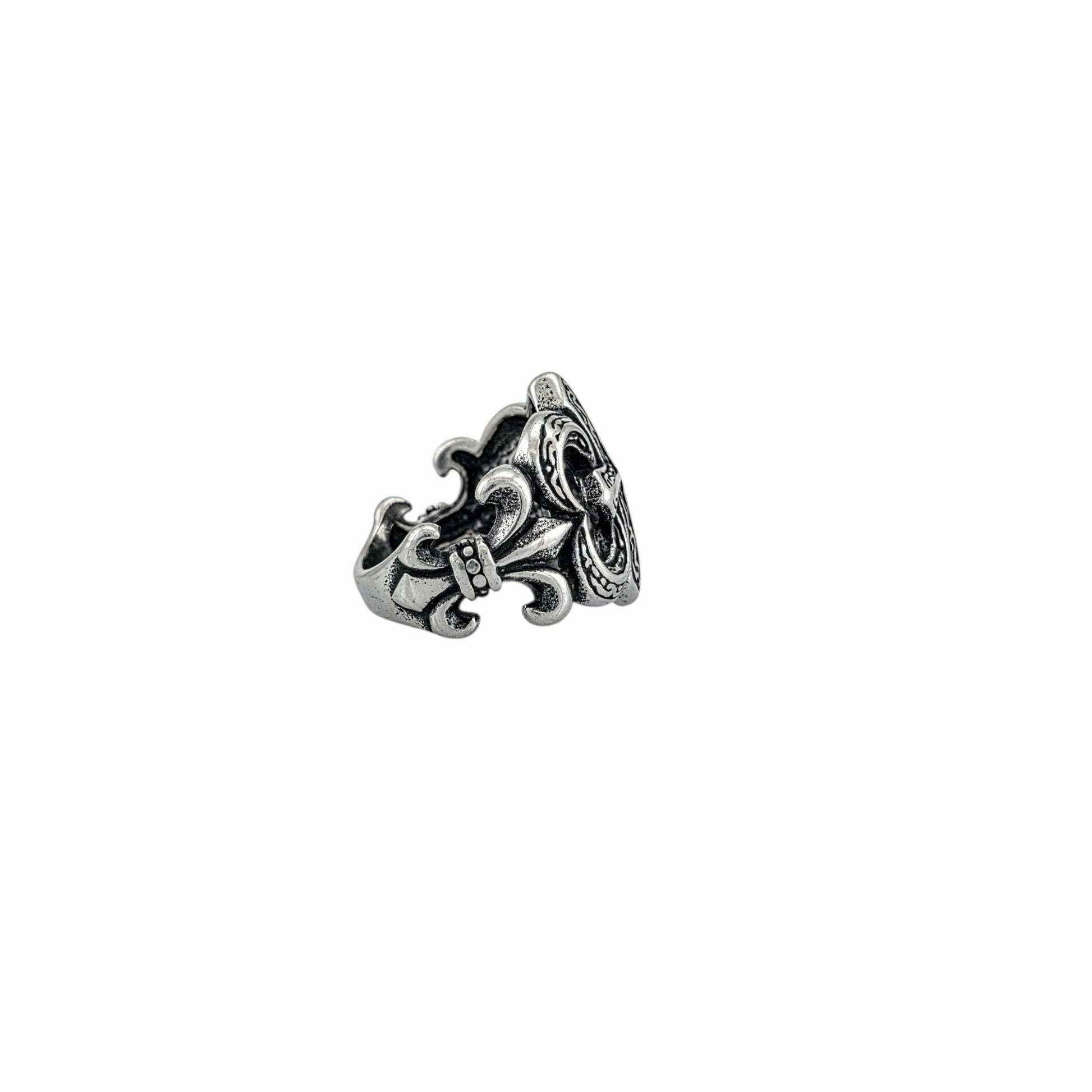 Bague croix baroque acier inoxydable côtés ajourés gothic medieval ring unisex