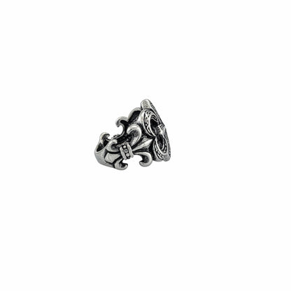 Bague croix baroque acier inoxydable côtés ajourés gothic medieval ring unisex
