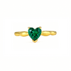 Bague dorée en acier avec pierre verte en forme de cœur – bijou délicat pour femme
