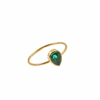 Bague "Émeraude Douce" – Dorée avec Pierre Goutte en acier inoxydable - Alberto Bijoux