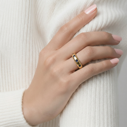 Bague "Émeraude Chic" – Anneau Doré & Pierres Vertes - Alberto Bijoux