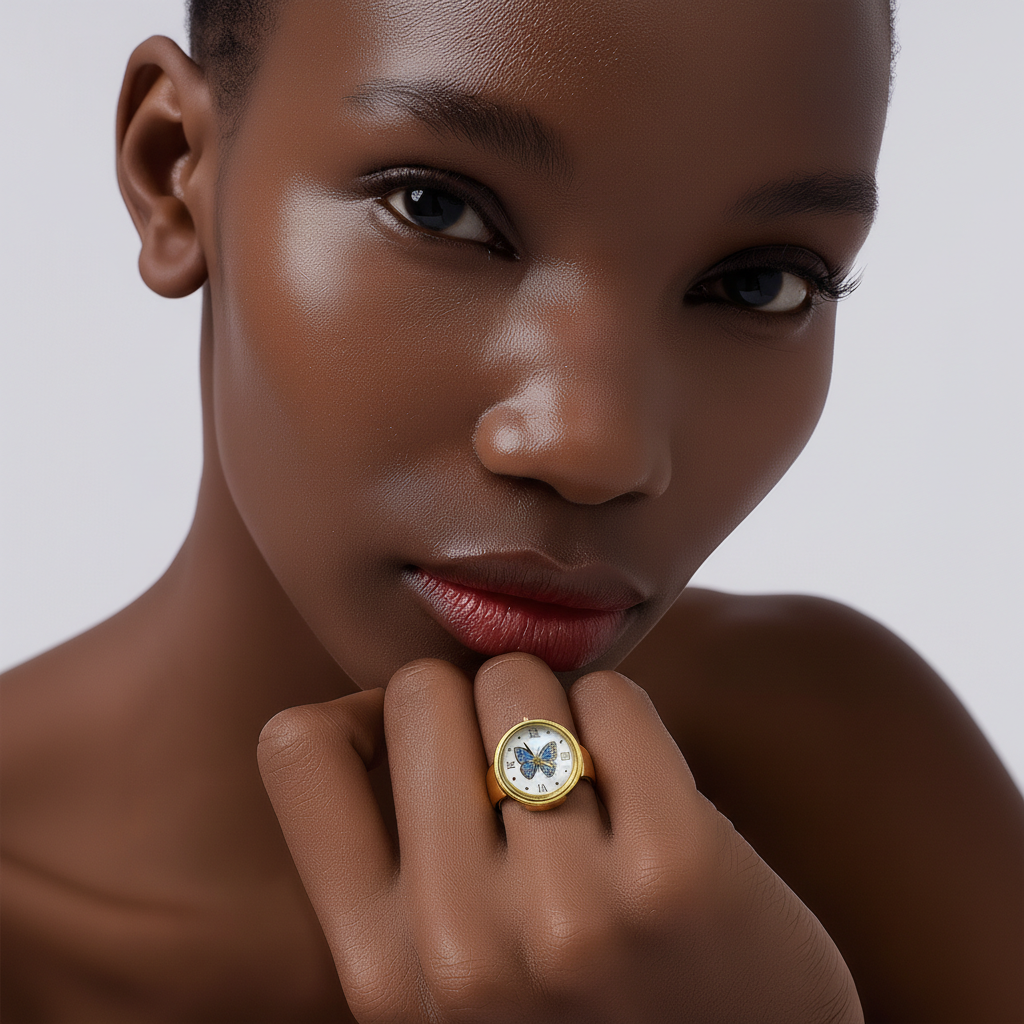 Montre Bague Papillon Ajustable – Finition Dorée - Alberto Bijoux