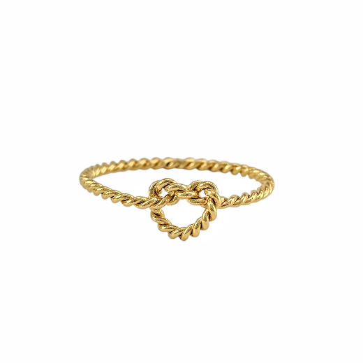 Bague fine dorée avec nœud, en acier inoxydable plaqué or, taille 6 à 9 - Alberto bijoux