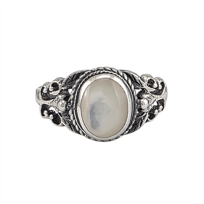 Bague Bohème Chic Nacre - Argent Sterling Ornée - Alberto Bijoux