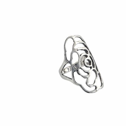 Rose Éternelle Argent Sterling 925 - Bague Florale Ajourée - Alberto Bijoux