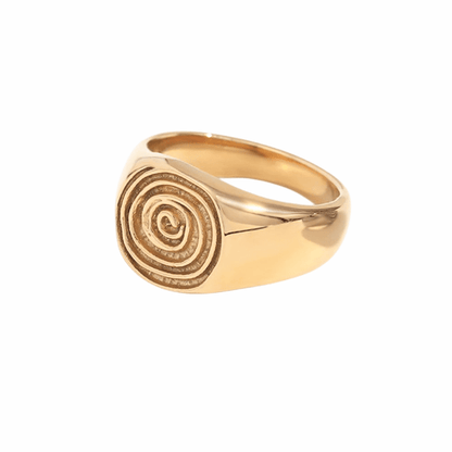 Hypnos – Bague Spirale Gravée Dorée - Alberto Bijoux