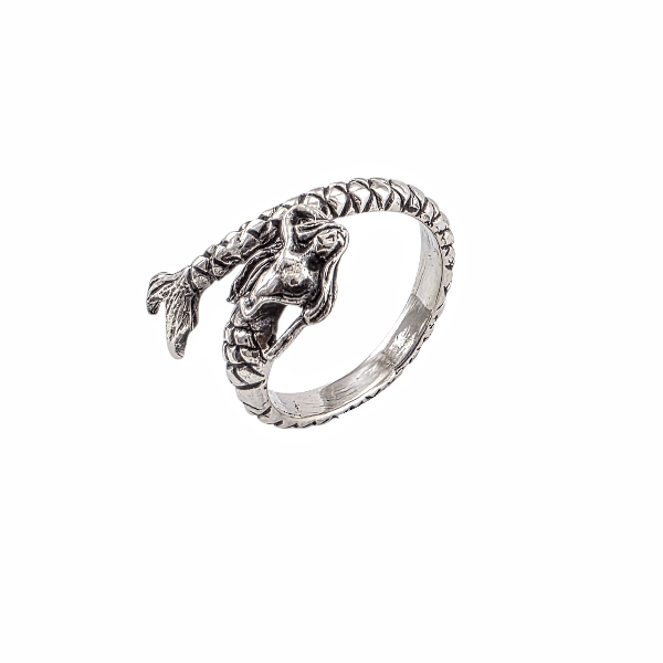 Sirène Majestueuse Argent Sterling 925 - Bague Océanique Sculptée - Alberto Bijoux