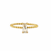 Bague dorée avec pierre zircon rectangulaire claire sur anneau torsadé, tailles 6 à 9 - Alberto bijoux