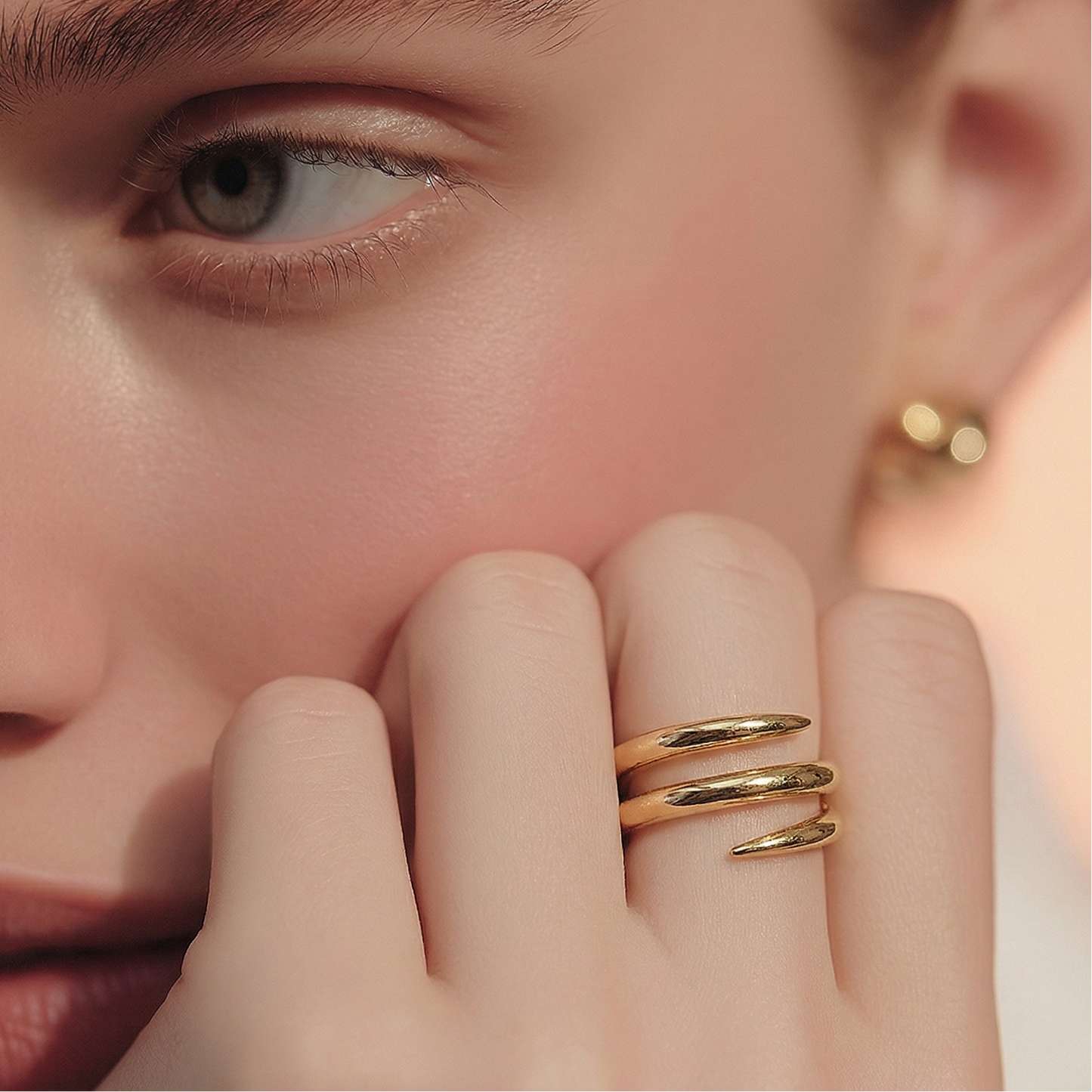 Twina – Bague Spirale Dorée Ouverte - Alberto Bijoux