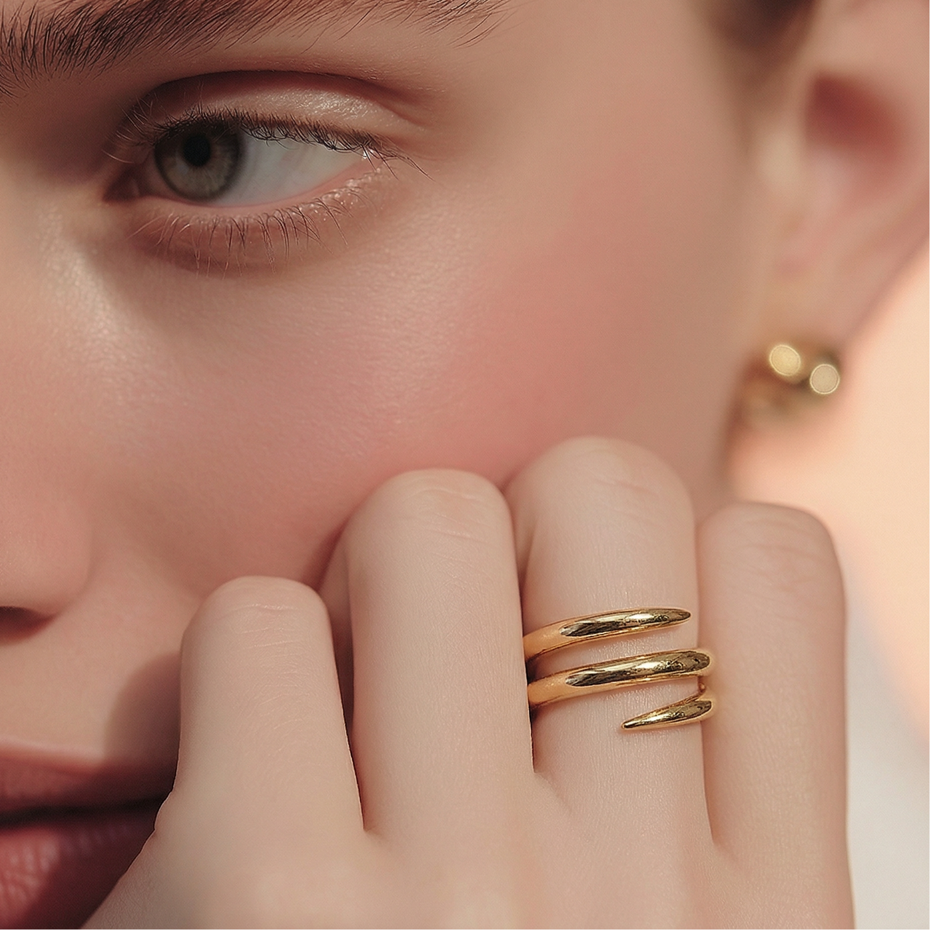Twina – Bague Spirale Dorée Ouverte - Alberto Bijoux