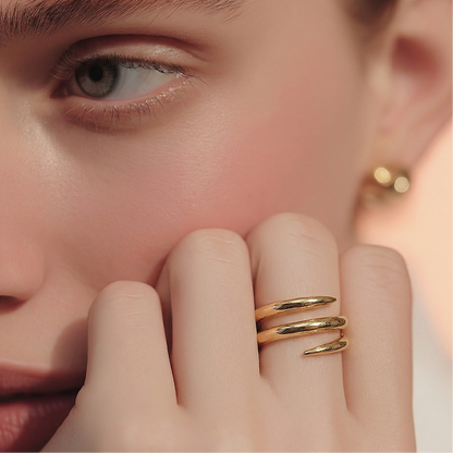 Twina – Bague Spirale Dorée Ouverte - Alberto Bijoux