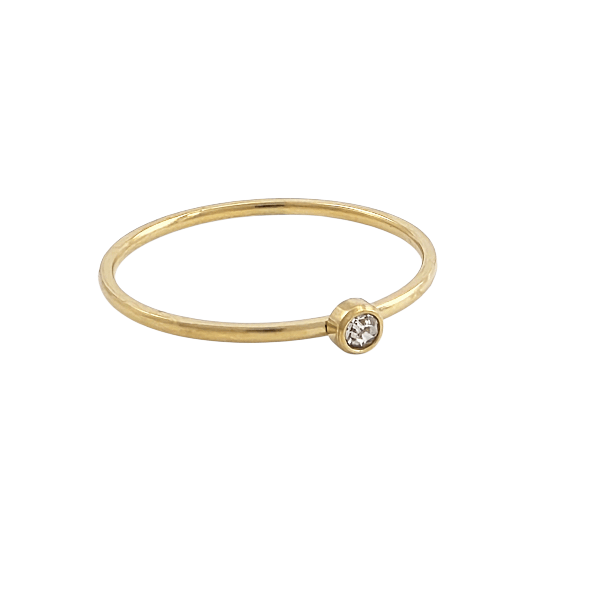 Luna – Bague Ultra Fine Dorée avec Zircon Blanc - Alberto Bijoux