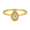 Bague dorée avec pierre en forme de goutte et serti perlé – Alberto Bijoux