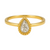Bague dorée avec pierre en forme de goutte et serti perlé – Alberto Bijoux