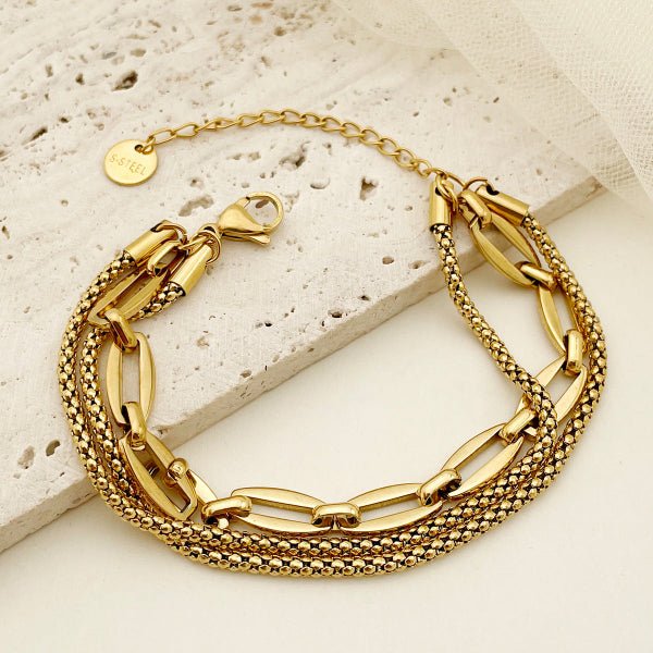 Nova – Bracelet Doré Multi - Chaînes Structuré - Alberto Bijoux