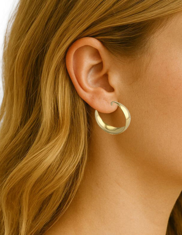 Boucles d’oreilles argentées en acier inoxydable courbes audacieuses – Alberto Bijoux Montréal