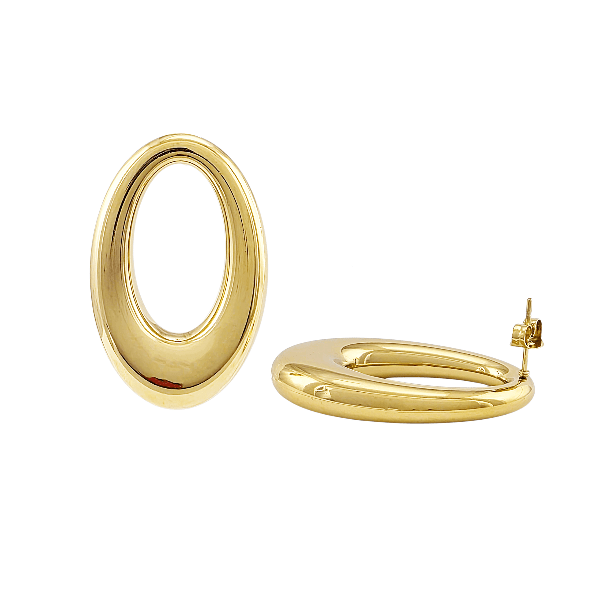 Boucles d’oreilles dorées en acier inoxydable – Ovales élégantes 37x23 mm - Alberto Bijoux