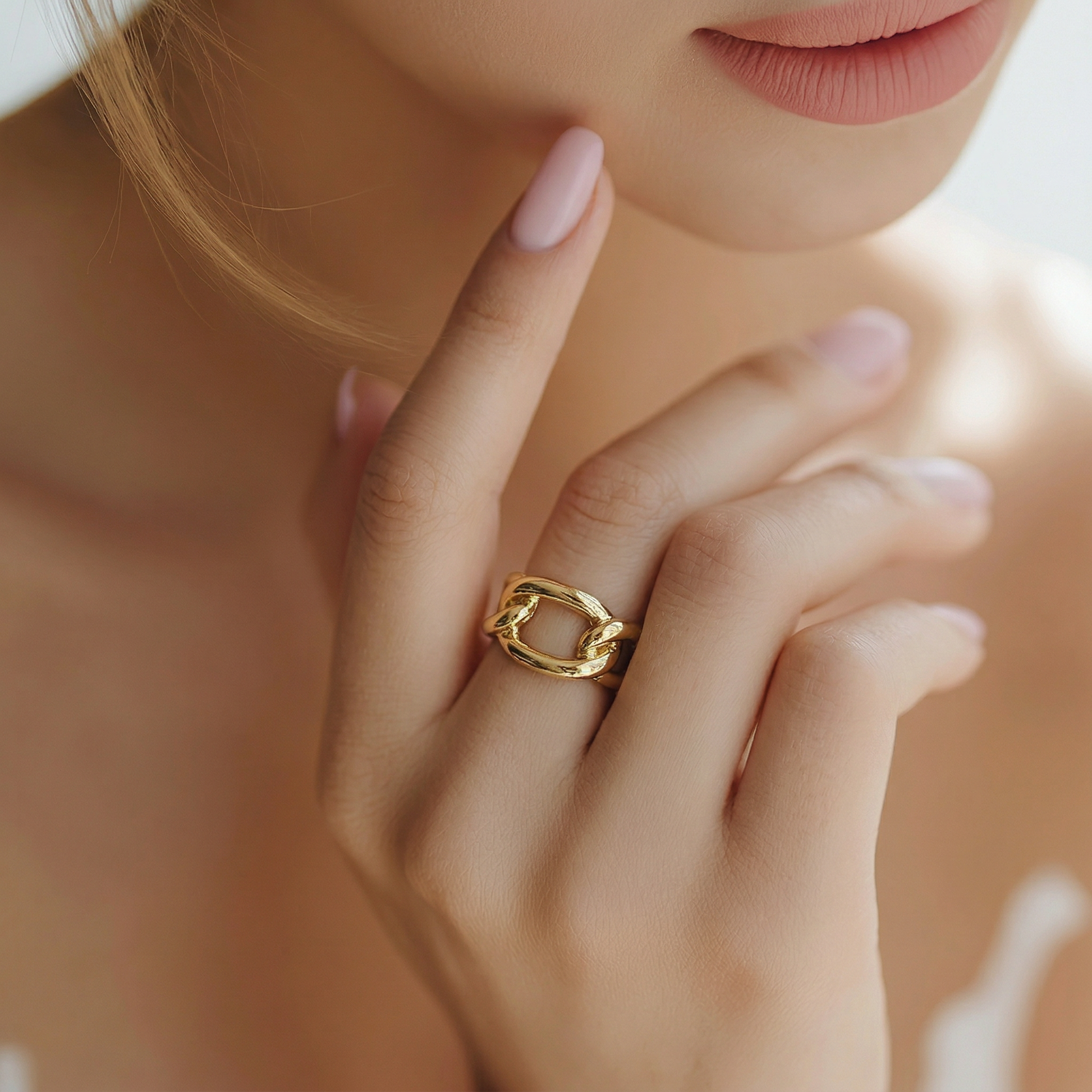 Bold Link – Bague Chaîne Sculptée Dorée - Alberto Bijoux