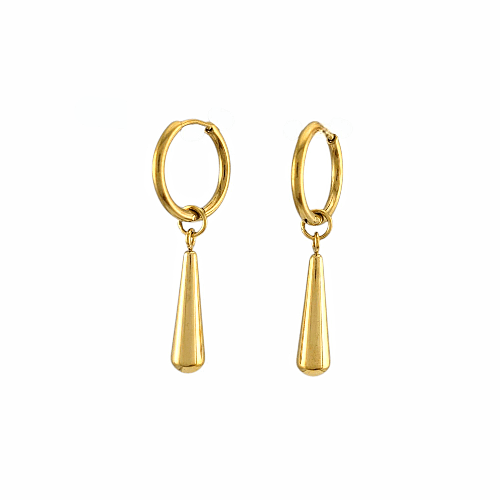 Boucles d’oreilles Créoles Goutte Élancée en Acier Doré - Alberto Bijoux