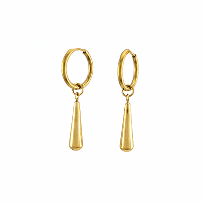 Boucles d’oreilles Créoles Goutte Élancée en Acier Doré - Alberto Bijoux