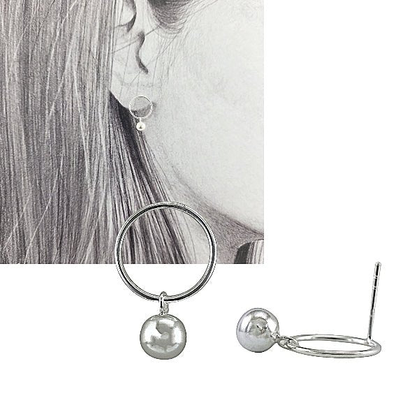 Boucles d’oreilles créoles boule en argent 925 - Alberto Bijoux