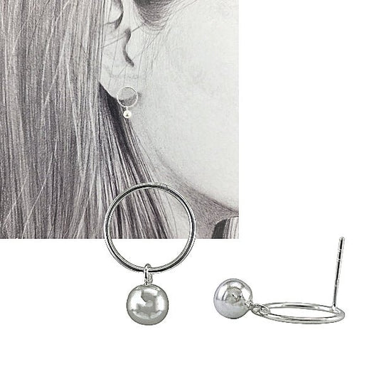 Boucles d’oreilles créoles boule en argent 925 - Alberto Bijoux