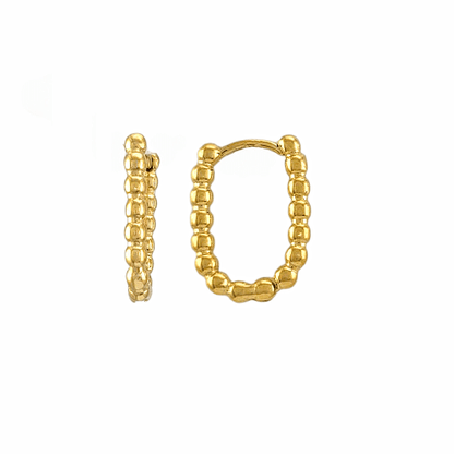 Boucles d’oreilles Mini Créoles Perlées en Acier Doré - Alberto Bijoux
