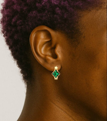 Huggies Émera – Mini Créoles Vert Impérial - Alberto Bijoux