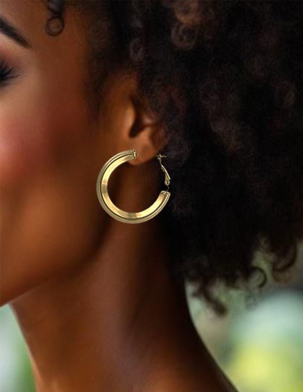 Créoles Boldy – Acier Doré Brillant - Alberto Bijoux