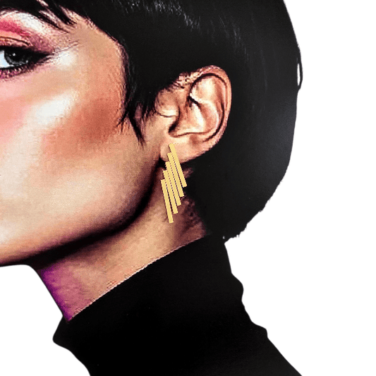 Boucles “Métallika” – Clous Dorés à Barres Modernes - Alberto Bijoux