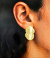 Boucle d’oreille dorée à deux disques plats effet miroir – modèle Disco Solaire en acier inoxydable