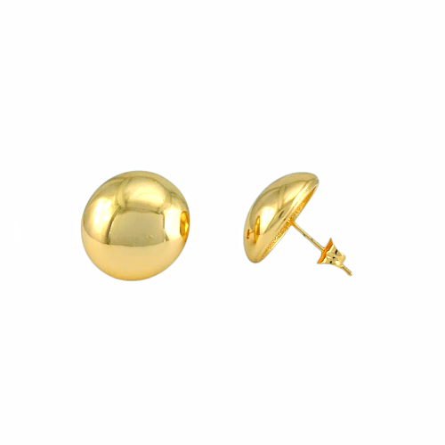 Boucles d’oreilles puces bombées en acier inoxydable doré, finition brillante