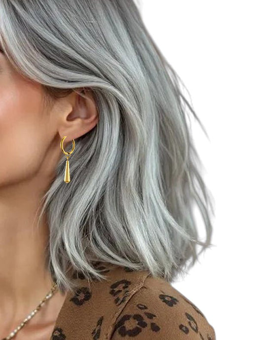 Boucles d’oreilles Créoles Goutte Élancée en Acier Doré - Alberto Bijoux