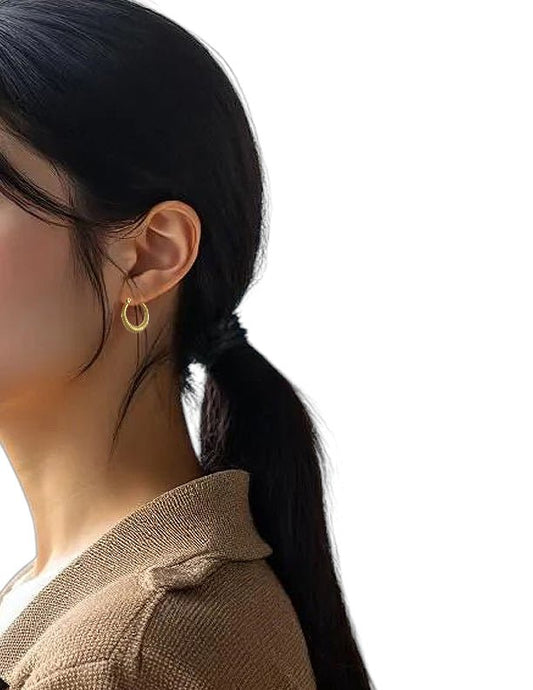 Boucles Sculpées Demi - Lune – Acier Doré - Alberto Bijoux