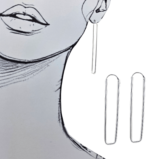 Boucles d’oreilles longues rectangulaires en argent 925 - Alberto Bijoux