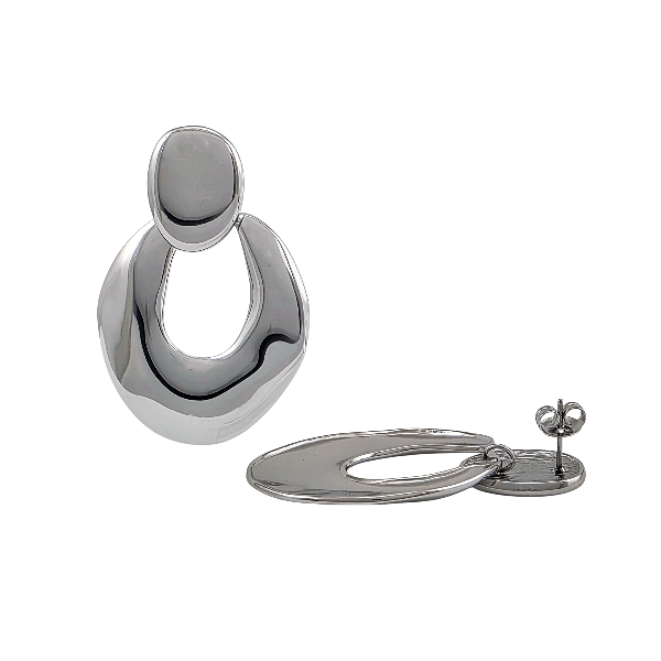 Boucles d’oreilles modernes ajourées – Acier inoxydable argenté - Alberto Bijoux