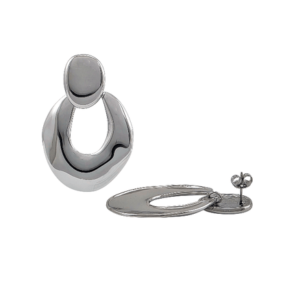 Boucles d’oreilles modernes ajourées – Acier inoxydable argenté - Alberto Bijoux