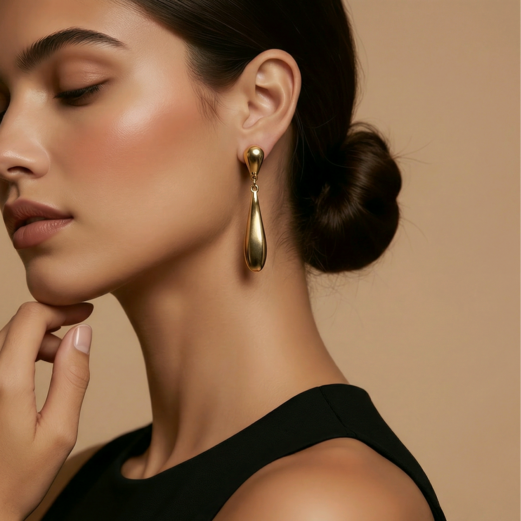 Boucle d'oreille en acier larme dorée - Alberto Bijoux