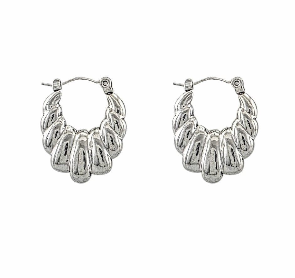 Boucles d’oreilles créoles relief perlé - Alberto Bijoux