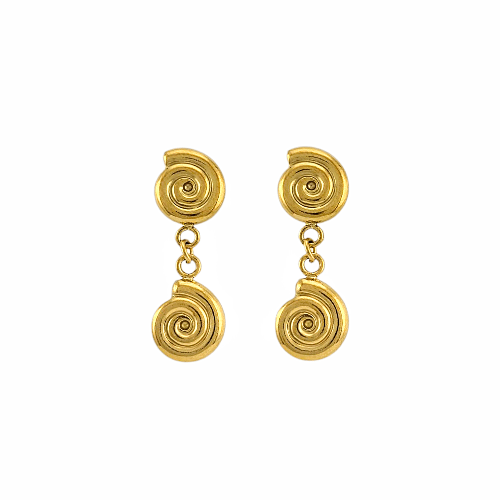 Boucles d’oreilles Double Spirale en Acier Doré - Alberto Bijoux