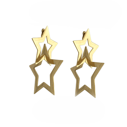 Boucles Double Étoile Dorées en acier inoxydable  - Alberto Bijoux