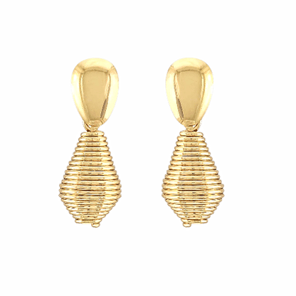 Boucles d’oreilles Goutte Torsadée en Acier Doré - Alberto Bijoux