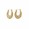 Boucles d’oreilles dorées effet éventail martelé – acier inoxydable, diamètre intérieur 14 mm