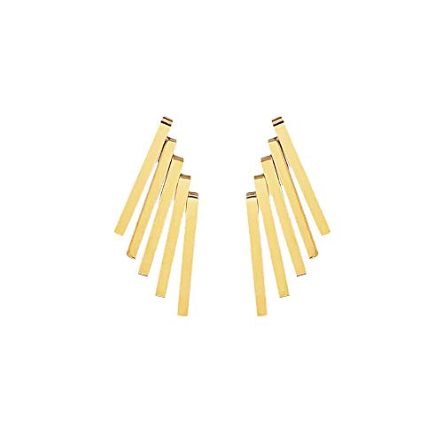 Boucles “Métallika” – Clous Dorés à Barres Modernes - Alberto Bijoux