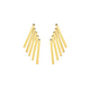 Boucles d’oreilles clous dorées composées de barres géométriques modernes en éventail.