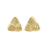Boucles dorées en forme de triangle texturé, vues de face