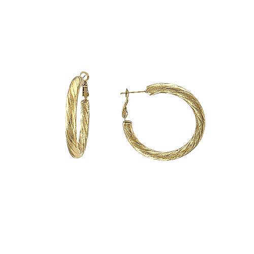 Boucles Sculpées Torsadées – Acier Doré (20 mm ou 30 mm) - Alberto Bijoux
