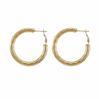 Boucles Sculpées Torsadées – Acier Doré (20 mm ou 30 mm) - Alberto Bijoux