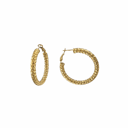 Boucles Sculptées Vibe – Acier Doré (20mm & 30mm) - Alberto Bijoux