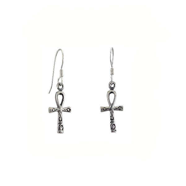 Boucles d’oreilles en argent sterling 925 avec motif ankh égyptien (croix de vie) – Alberto Bijoux